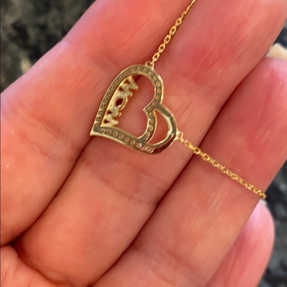 Sterling Silver MOM Heart CZ Necklace 16” to 18” mom necklace - Picture 6 of 8
